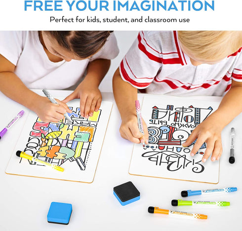 Nicpro Dry Erase Lap Board, 12 x 16 inches, 2 Pack with Ruled Kid Double Sided Blank & Lined Mini Whiteboard