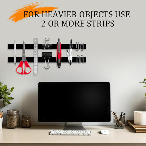 Flexible Magnetic Tape Strip Roll with 3M Adhesive Backing, 1in Wide x 40ft Long Sticky Magnet Tape Strips