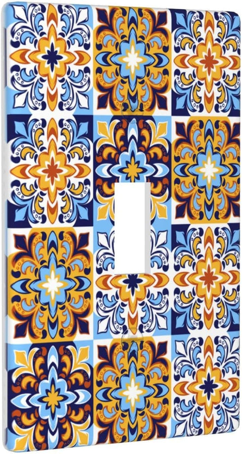 Mexican Talavera Tiles Single Toggle Light Switch Plate Cover: Decorative Wall Plate for Home, Bedroom, Kitchen,