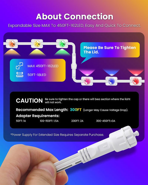 50FT 24V 221 IP68 (50FT) KISUFU Permanent Outdoor Lights for House, RGB+IC Smart Outside Lights with Modes, App