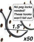 Steel Pegboard Hooks 50-Pack 1.5in J-Hook, Black - Will Not Fall Out - Fits Any Peg Board - Multipurpose - Organize Necklaces, Jewelry, Retail Items, Keys, Craft or Supplies by Right Arrange