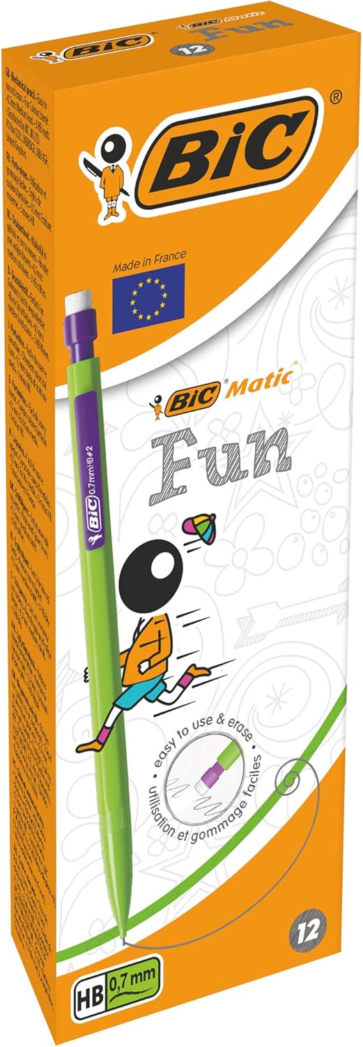 Bic Matic Fun Mechanical Pencils 0.7mm - Assorted Colours, Box of 12