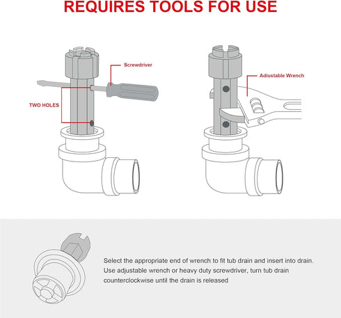 HAUTMEC Tub Drain Remover Wrench, Model PL0030