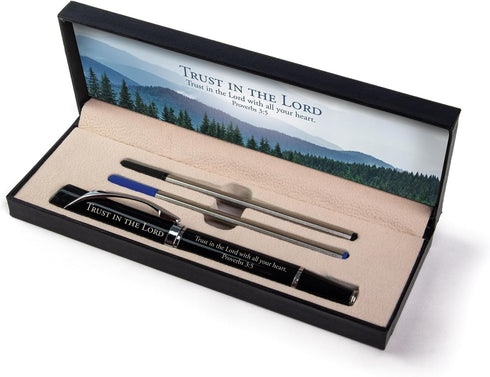 Deluxe Scripture Pens - Trust in the Lord, Triangle Barrel Ballpoint Pen with Extra Blue & Black Ink