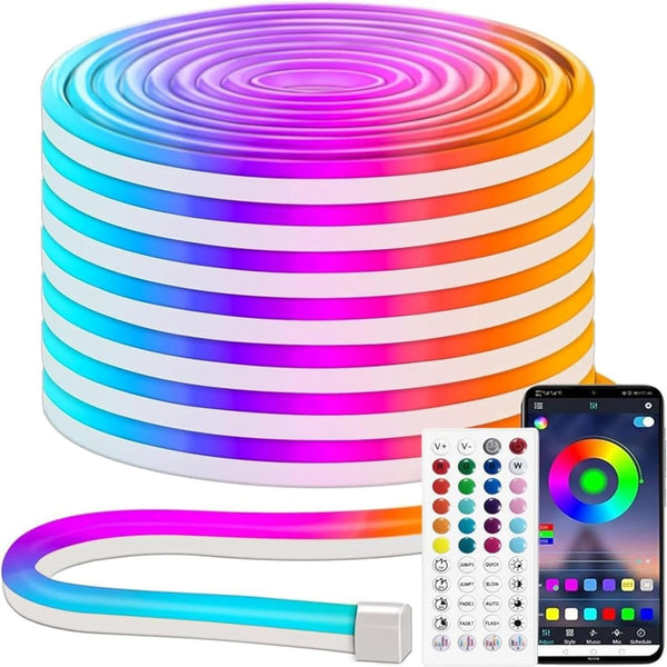 iNextStation RGB Neon LED Strip Lights, 16.4FT 12V Flexible Rope Lights Color