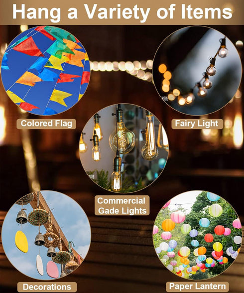 Queension 10FT 1 Pack Deck String Light Poles for Outdoor String Lights for Garden, Backyard, Patio Lighting Stand
