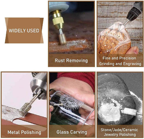 Stone Carving Set, Polishing Diamond Burrs, Rotary Tools Accessories for Engraving, Grinding, Polishing