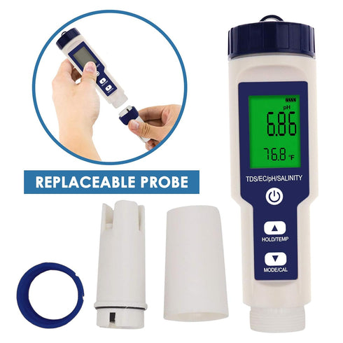 Water Quality Meter - IP67 PH Salinity TDS EC Conductivity Tester Pen for Water Analysis
