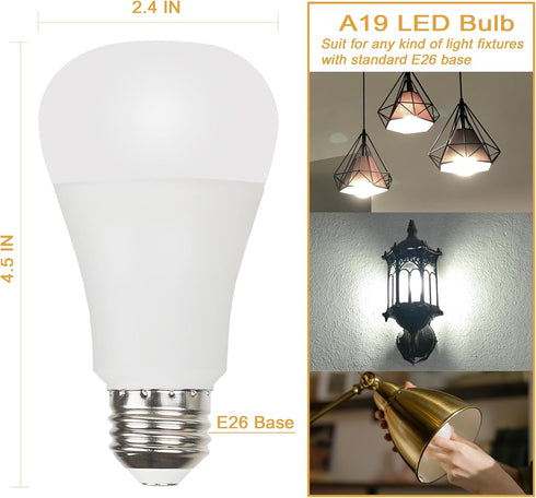 GREENIC 15 Watt LED Light Bulb, Small A19 E26 Base, 100 Watt Equivalent, 3000K Warm White, 2 Pack