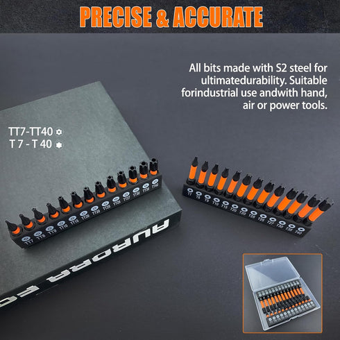 Torx Screwdriver Set 26pcs (T7-T40 TT7-TT40), Security Tamper Proof Bit Set, 1/4 Hex Bit Set