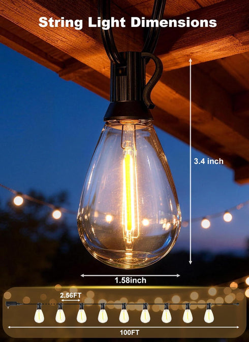 Gyecahz 100FT 36+1 S11 Bulbs, Outdoor String Lights Waterproof, Shatterproof LED Extra Long Patio Lights for Outside