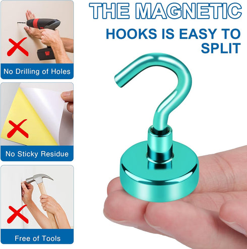 LOVIMAG Cruise Ship Essentials, 150Lbs Heavy Duty Magnetic Hooks, Green Magnetic Hooks for Cruise Cabins, 12 Pack