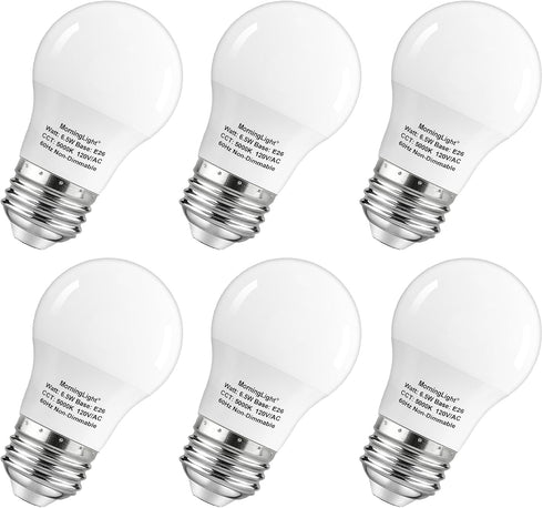A15 LED Bulbs 6 Pack, 60W Equivalent, Daylight 5000K, E26 Base, Non-Dimmable, 6.5W 600 Lumens