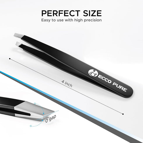 ECCO PURE Precision Slant Tip Tweezers Stainless Steel Forceps for Lab, Crafts, and Fine Handling