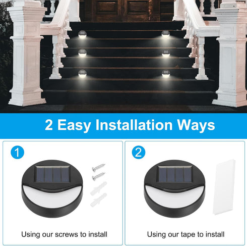 2Pack PATIKIL Solar Lights Outdoor Waterproof, Wall Sconce LED Stair Light for Decor, Deck, Step, Fence, Porch