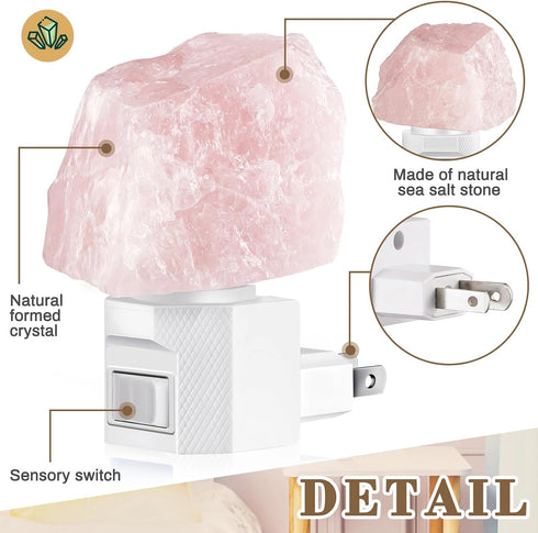 3 Pack Hortsun Himalayan Salt Lamp Night Light Crystal Night Light Lamp Plug in Rotatable Wall Purifier Made of Natural
