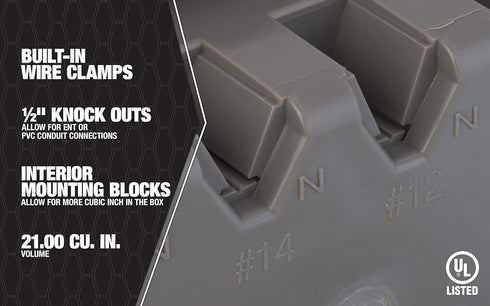 Southwire MSBMMT1G Adjustable Depth 1-Gang Multi-Mount Electrical Box, Heavy Duty, Gray