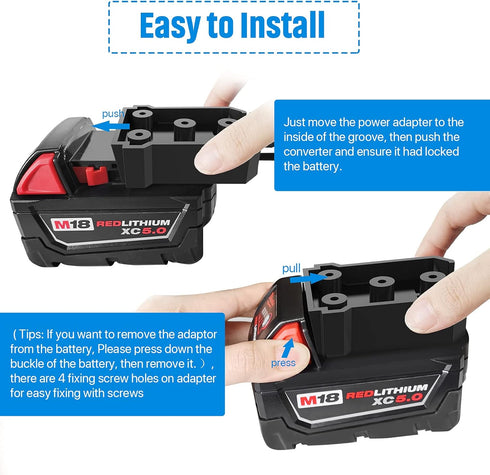 Power Wheel Adapter with Fuse & Switch for Milwaukee 18V Battery, Non-Blown Tight Battery Adapter, 4Pcs 30A Fuse