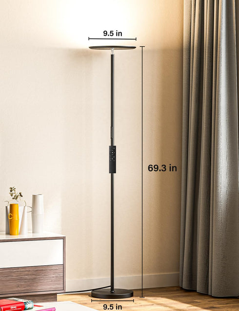 40W/2400LM Dimmable, 3 Modern LED Floor Lamp - Remote & Touch Control, Sky Torchiere Standing Lamp, Fully Color