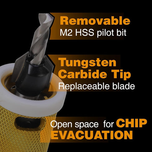1/8"x3/8" Carbide Tipped Countersink Drill Bits with Low Friction Depth Stop for Wood and Plastic