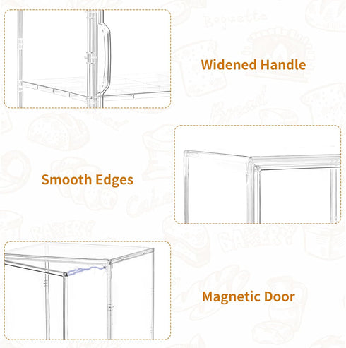 3 Countertop 10.6" 8.7" 14.2" 1 Pack SANKEU Bakery Pastry Display Case Layer Large Clear Bread Box For Kitchen Bread