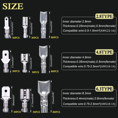 Twidec 360Pcs Quick Splice Male and Female Wire Spade Connector Kit, Electrical Wiring Car Audio Speaker