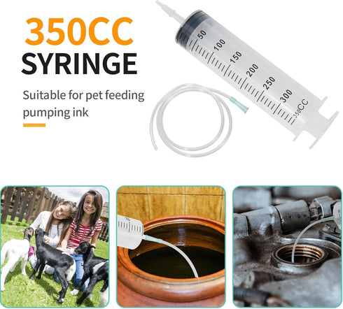 350ml Large Plastic Syringe with 40 Inches Tubing for Liquid, Plant Irrigation, Inks, Perfumes, Feeding Pets