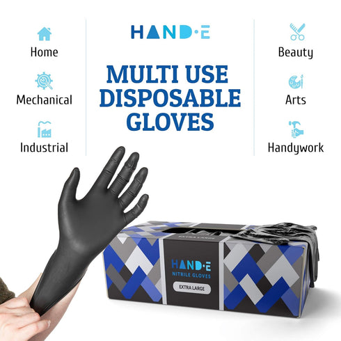 Black Nitrile Medical Gloves, Disposable Medium 100 Count, Surgical Gloves Latex Free, Extra Thick 5 Mil Exam Gloves