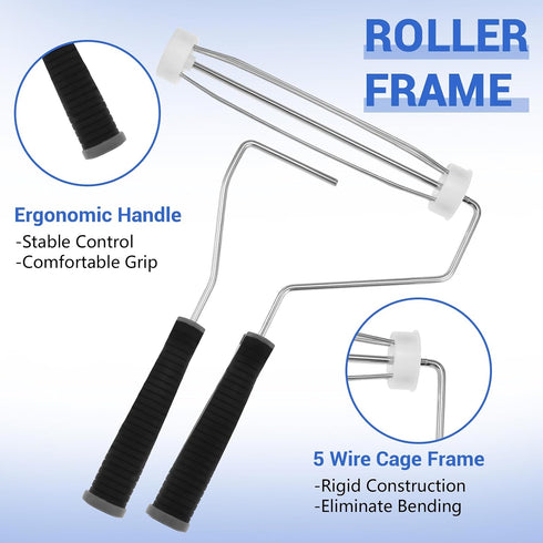 25 9 inch+4 inch ETERNA Paint Roller Kit with Extension Pole, Pieces Paint Supplies with Paint Tray&liners, Paint