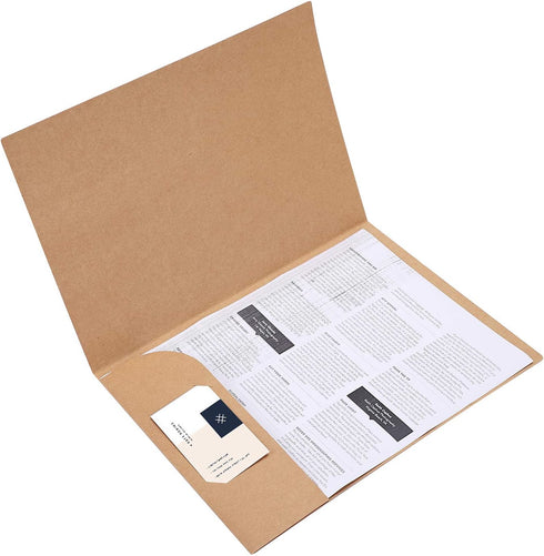 Kraft Paper Folders for A4 A5 Files, 10-Pack Black Pocket and Prong Document Folders for Office School Home