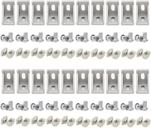 20 Sets 1.5" x 1.5" 1515 Series Aluminum Extrusion Profiles Connector, 20pcs Bracket with T Nuts Screw Bolts
