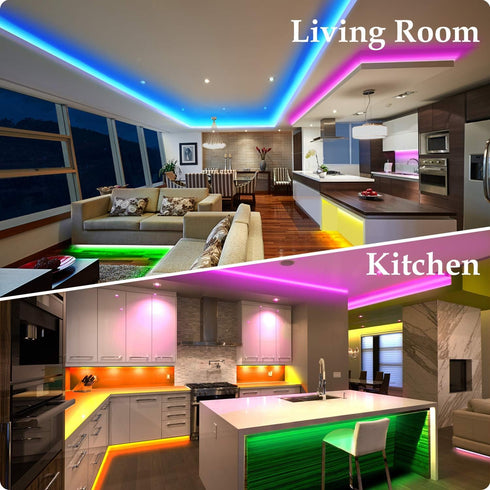 Micomlan 82Ft/25m LED Strip Lights, Music Sync Color Changing RGB LED Strip Built-in Mic, Bluetooth APP Controlled Home