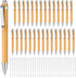 Fainne Bamboo Pens Bulk, Natural Engraving Retractable Bamboo Pen with Extra Black Ink Refills (30 Pcs)