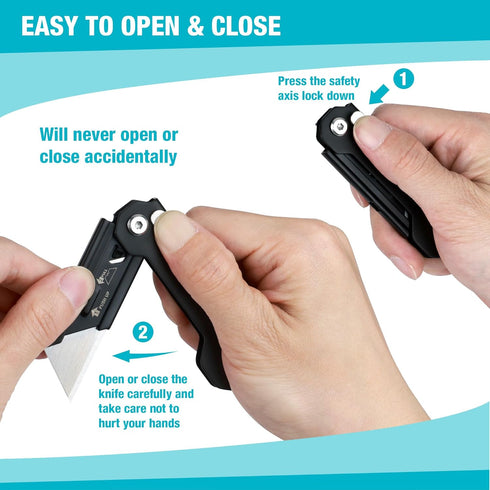 DURATECH 2-Pack Folding Utility Knife, Mini Box Cutter with Safety Lock and Quick-change Blade Mechanism
