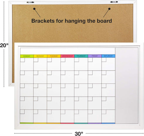Excello Global Products Magnetic Dry Erase Calendar Whiteboard, Large 20"x30" Weekly Monthly Format Planner