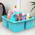 Storex 3-Compartment Small Caddy – Multipurpose Classroom Organizer with Handle, Teal, 5-Pack (00952U06C), 9.25 x 9.25