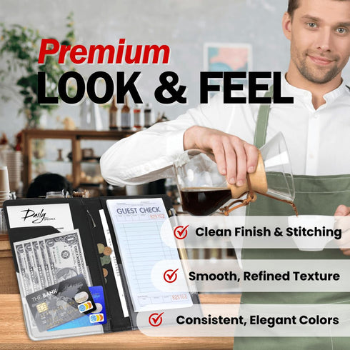 LINTRU Server Book, Reinforced & Durable Server Books for Waitress, Polished & Professional Waitress Book, Organized