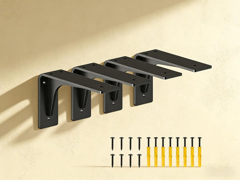 QDMXJF 6 INCHx 4 INCH 300lbs, Counter Brace,Pack 4. (with Brace Shelf Support Bracket Heavy Duty, L Shelf Brackets ,max