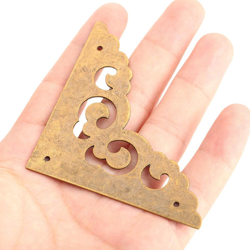 8Pcs 2.5" Album dophee Brass Flat Corners Bracket, Retro Table Corner Cover Protectors for Box Cabinet Desk Book Frame
