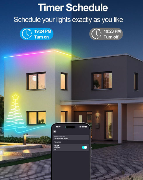 16.4Ft Smart Neon Rope Lights USB, LED Rope Lights IC & RGB Color Changing with APP Control, Music Sync Neon Strip