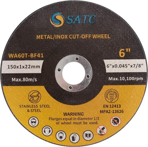 S SATC Cutting Wheel 6"x.045"x7/8" Cut Off Wheels, 25 PCS for Metal, Fits Angle Grinder, Concrete Accessories