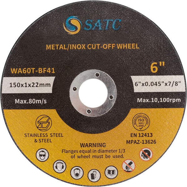 S SATC Cutting Wheel 6"x.045"x7/8" Cut Off Wheels, 25 PCS for Metal, Fits Angle Grinder, Concrete Accessories