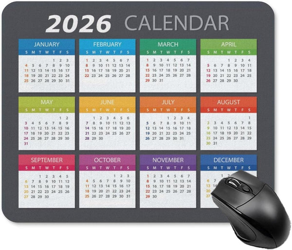Akcdone 2026 Mouse Pad Calendar,Computer Mouse Pads Calendars Non-Slip Rubber Desk Mat Mousepad