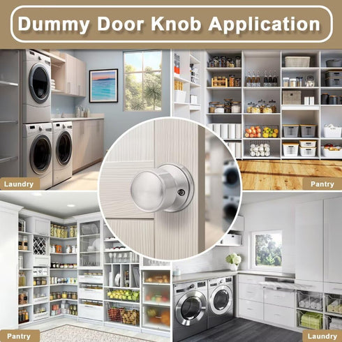 One Sided Dummy Door Knobs, 2 Pack Modern Interior Handle for Bifold Doors, Satin Nickel Keyless Door Knob