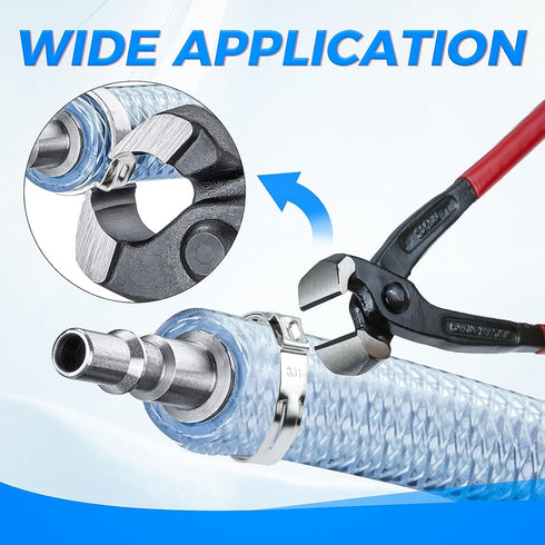 180 Pcs 304 Stainless Steel Single Ear Hose Clamps Assortment Kit with Pincer, 5.3-33.1mm for Automotive and Plumbing