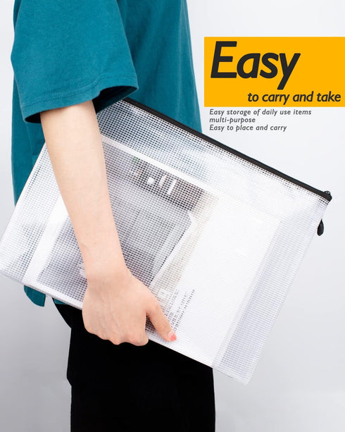 SUNEE Plastic Pencil Pouch, Small Storage Bags, 4x9 in (Black, 18 Packs), Plastic Zip File Bags for School Office Travel