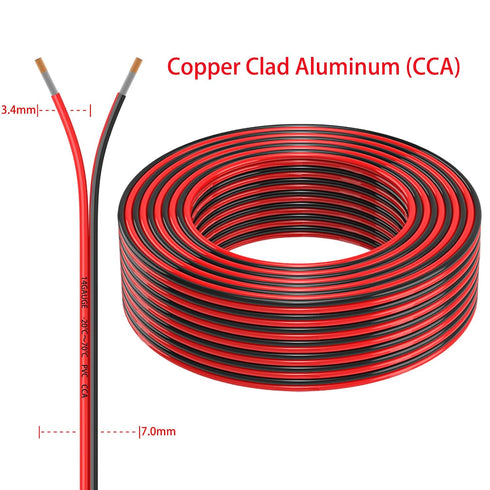 Mziklr 14 2 30FT 12V/24V Gauge Conductors Electrical Wire, Red Black Cable, Flexible Low Voltage PVC Copper Clad