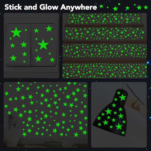 AOWDIAO 630Pieces (4Sizes) Glow in The Dark Star Stickers Luminous Ceiling & Wall Decor for Kids Bedroom, Nursery