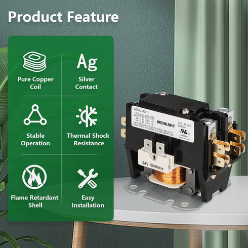 Air Conditioner Contactor,24VAC Provide Stable and Reliable Control for Your Air Conditioning System,Strong Compatibility (1P_40A)