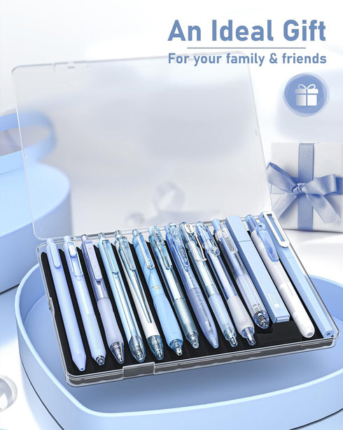 Four Candies 14-Pack Pastel Gel Ink Pen Set, Cute 0.5mm Fine Point Pens, 12 Pack Black Ink Pens with 2 Pack Highlighter